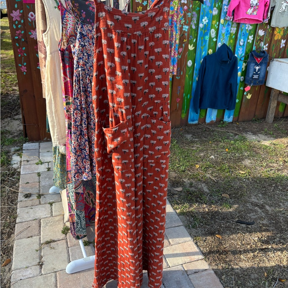 NATURAL LIFE Rust Orange Wide Leg Jumpsuit with Pocket Dakota overalls small